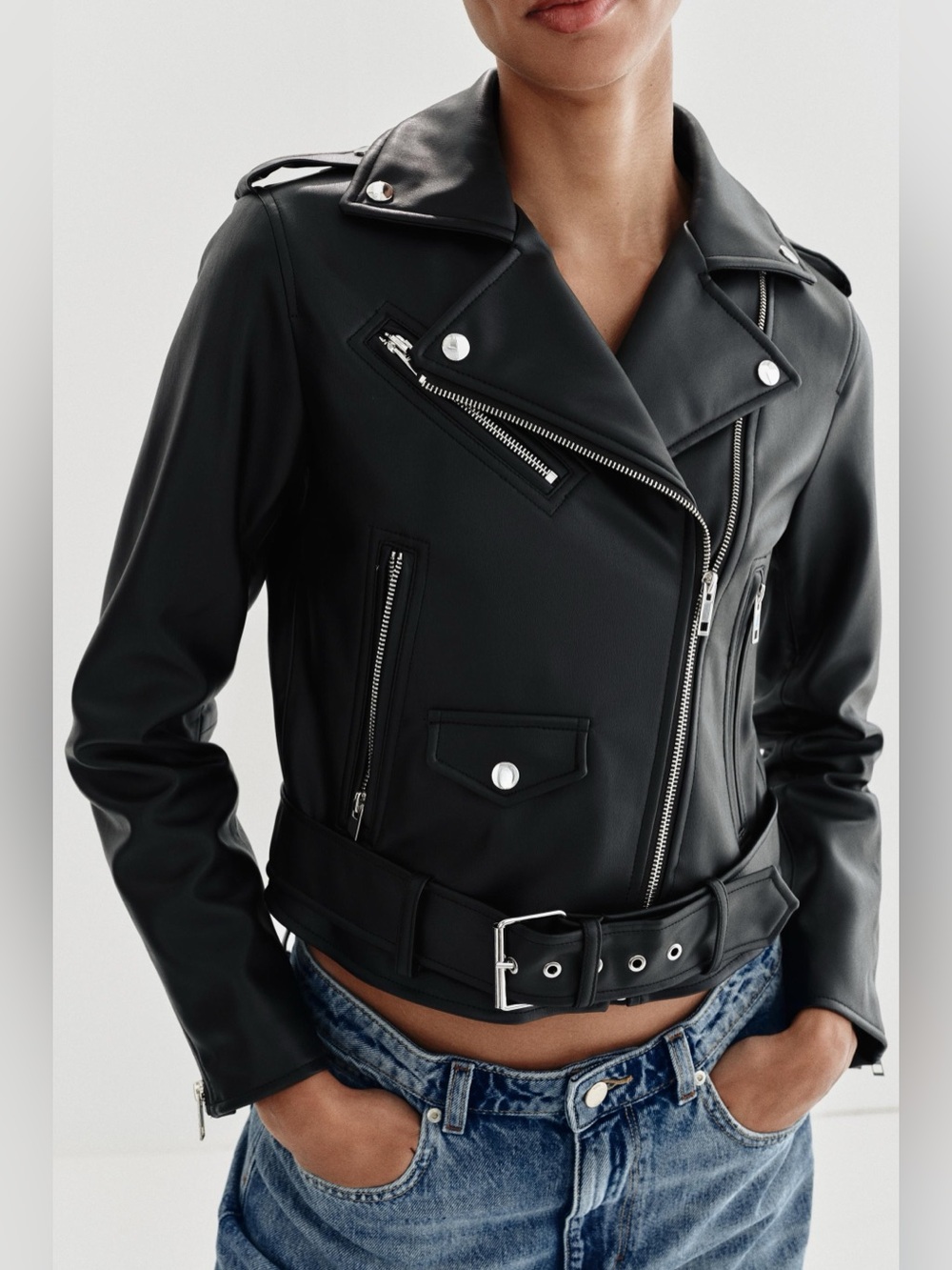 Zara Faux Leather Biker Jacket